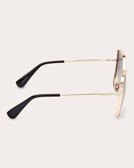 Max Mara Brown Goldtone & Smoke Gradient Ton 1 Butterfly Sunglasses