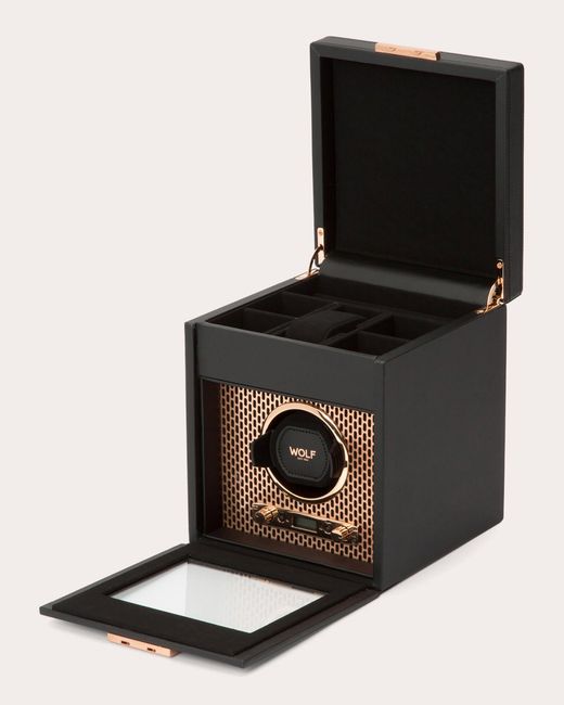 Wolf Black Axis Single Watch Winder Storage Case