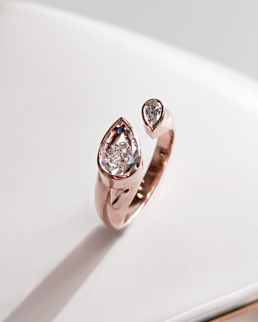 Moritz Glik Natural Diamond & 18K Rose Plural Shaker Ring 18K