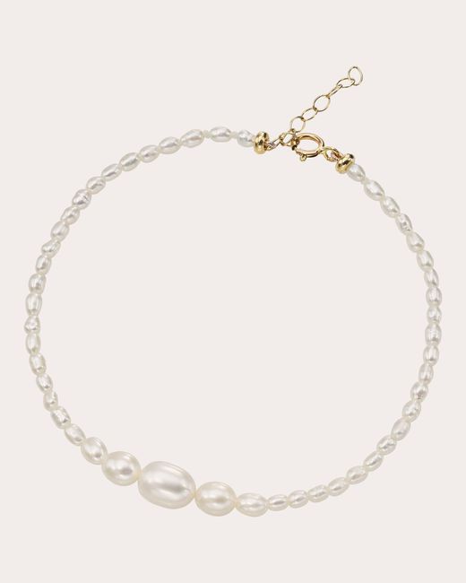 White/space Natural Space Dario Pearl Anklet 14k Gold