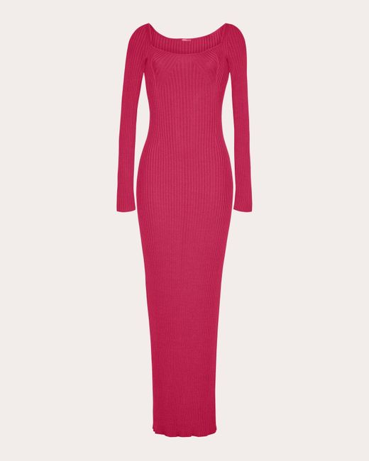 Adam Lippes Pink Florentine Ribbed Silk Maxi Dress