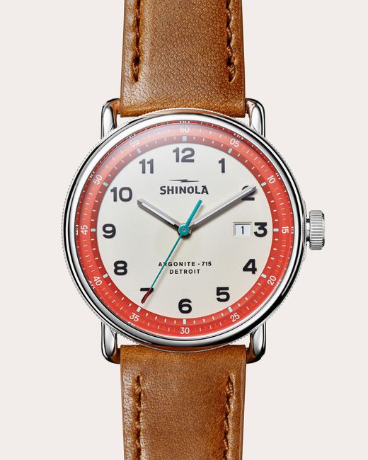 Shinola Gray Canfield C56 43mm Bourbon Leather-strap Watch for men