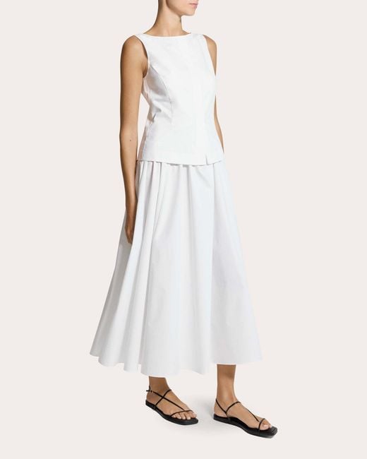 theory white pleated dress Sleek Poplin Pleated Midi Dress