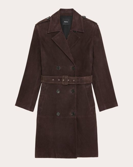 Theory Brown Suede Utility Trench Coat