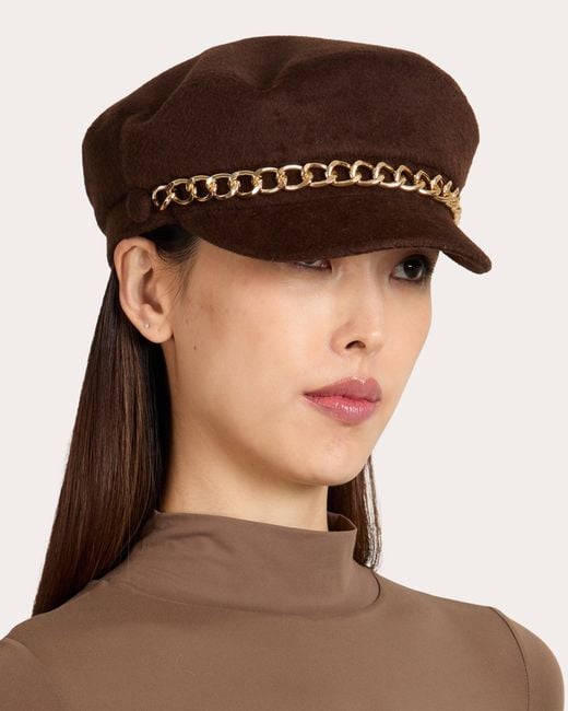 Eugenia Kim Brown Marina Wool Chain Cadet Cap