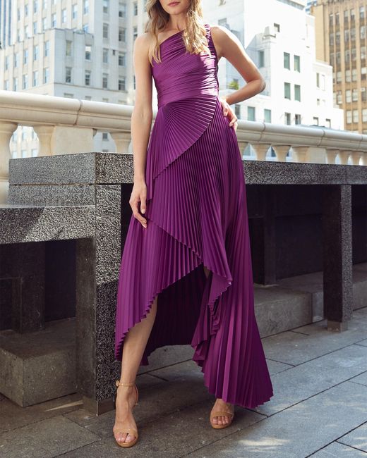 SemSem Purple Asymmetric Pleated Dress