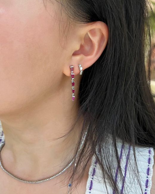Yi Collection Pink Ruby Streaming Drop Earrings