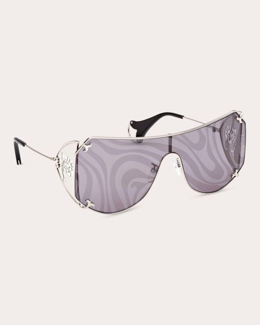 Emilio Pucci Gray Swirl Fishtail Ep0209 Shield Sunglasses