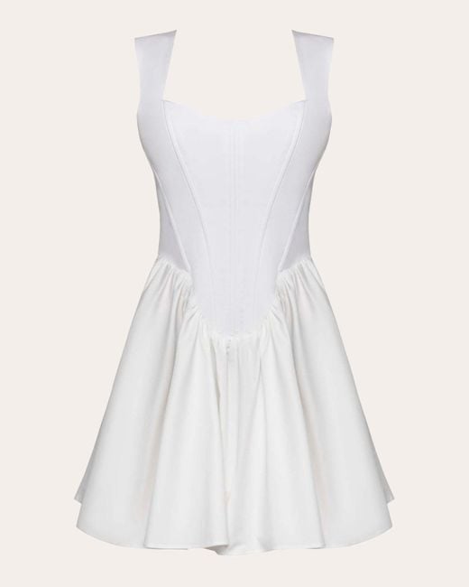 Dalood White Corset Cotton Mini Dress