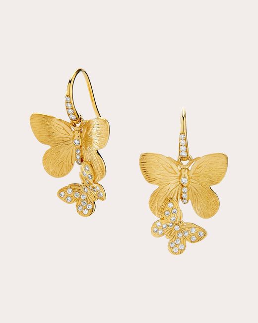 Syna Metallic Diamond Jardin Butterfly Drop Earrings