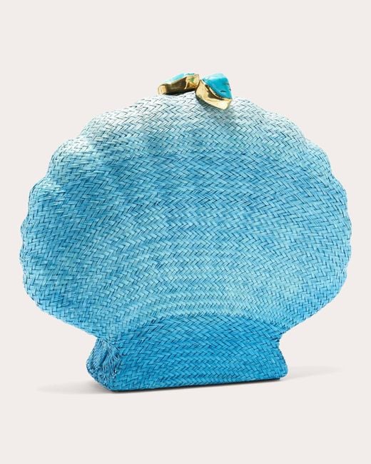 Emm Kuo Blue Le Sirenuse Woven Shell Clutch