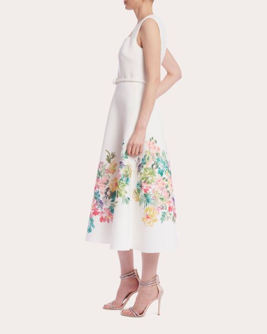 Badgley Mischka White Floral Fit & Flare Dress