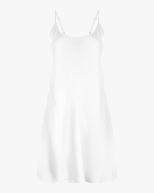 white silk slip dress short