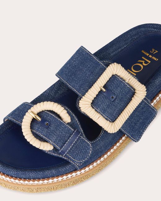 Rodo Blue Robin Denim Wicker Buckle Sandal