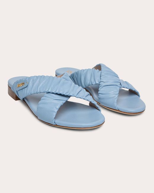 Rodo Blue Marsha Ruched Leather Sandal