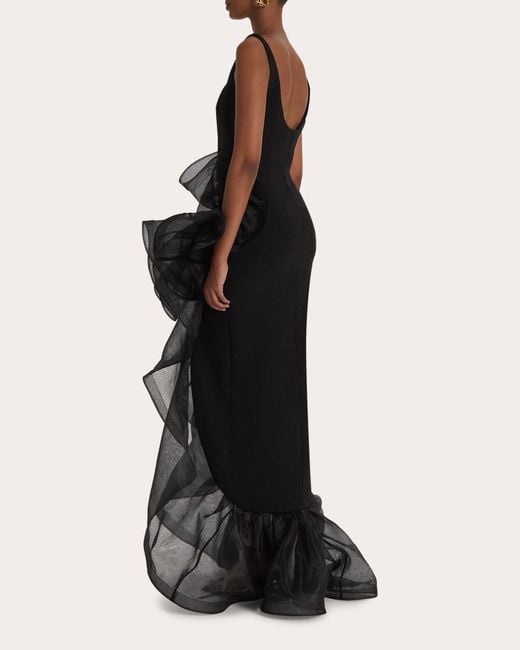 Safiyaa Black Square-neck Derry Gown