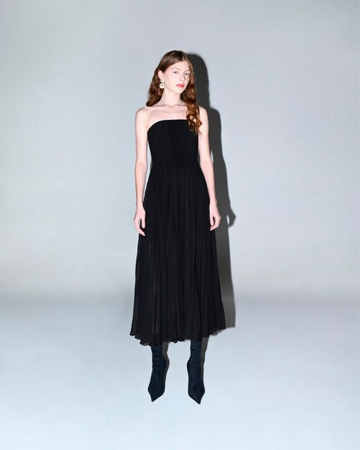 Dalood Black Chiffon Strapless Dress