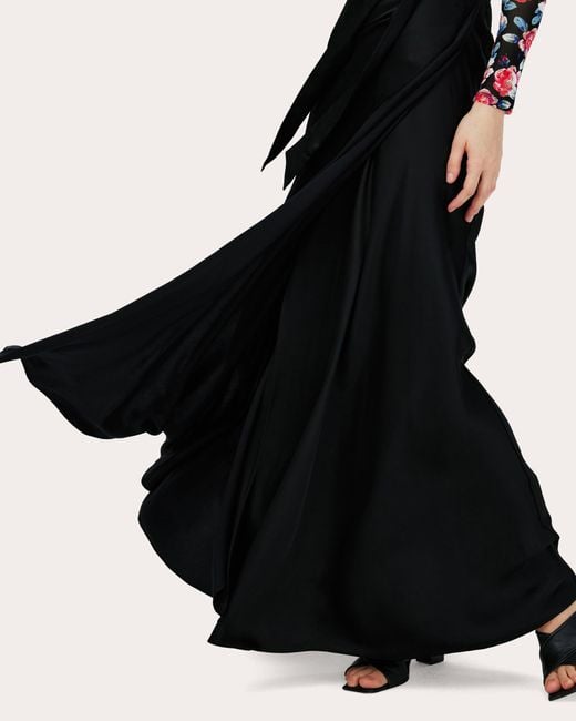 Diane von Furstenberg Black Krisa Satin Maxi Skirt