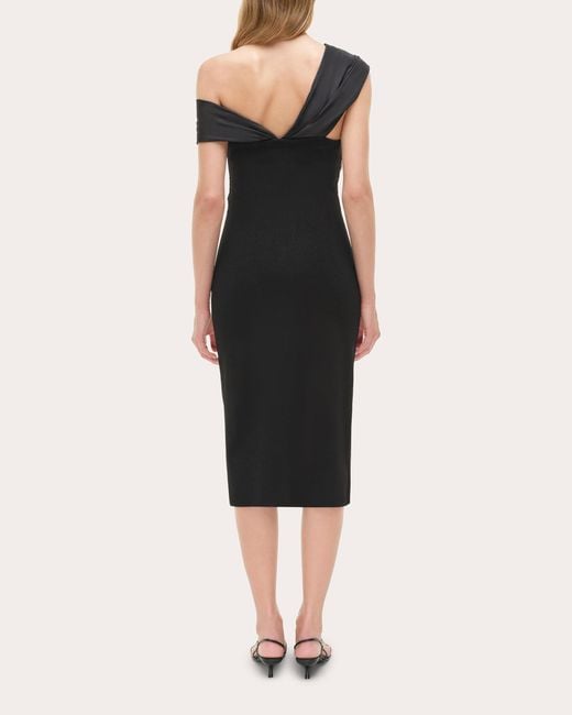 Jonathan Simkhai Black Mia Knotted Knit Jersey And Taffeta Midi Dress