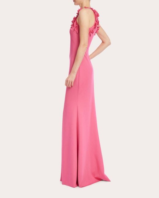 Badgley Mischka Pink Crystal Floral Racerback Gown