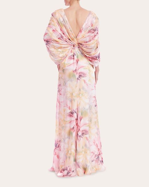Badgley Mischka Pink Pearl Drape Gown
