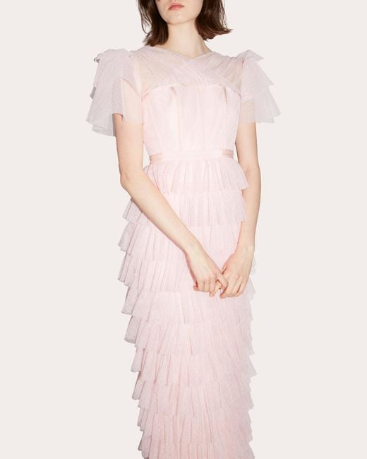 Huishan Zhang Pink Giuliana Tiered Tulle Dress