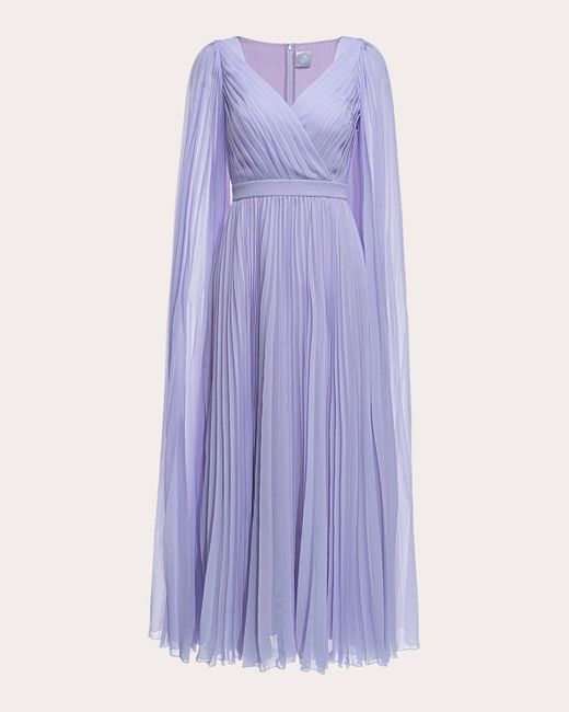 Huishan Zhang Purple Beryl Pleated Georgette Dress