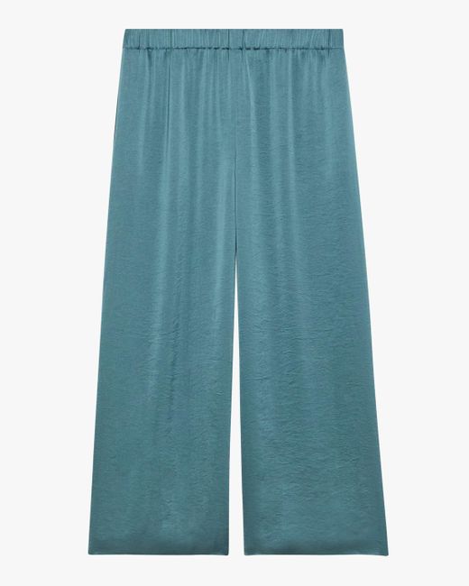Theory Women's Crushed Satin Easy Pullon Wideleg Pants in Blue Lyst