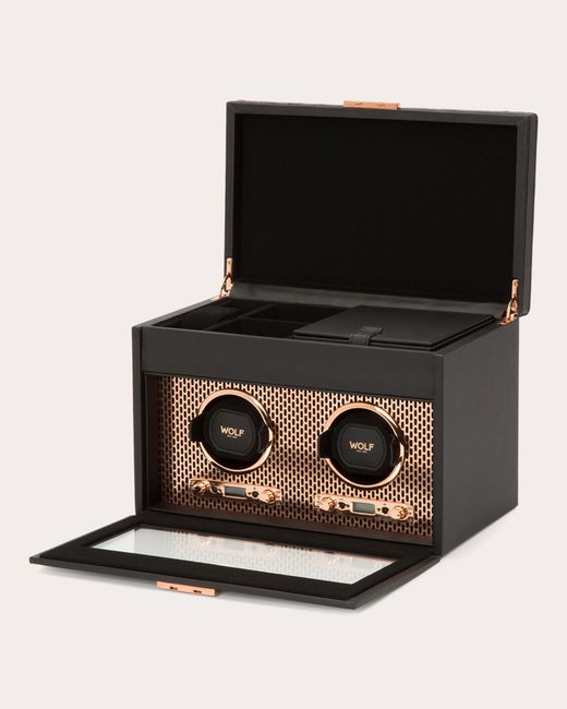 Wolf Black Axis Double Watch Winder Storage Case