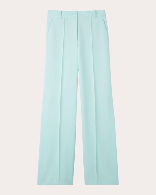 St. John Blue Stretch Cady Pleated Trousers