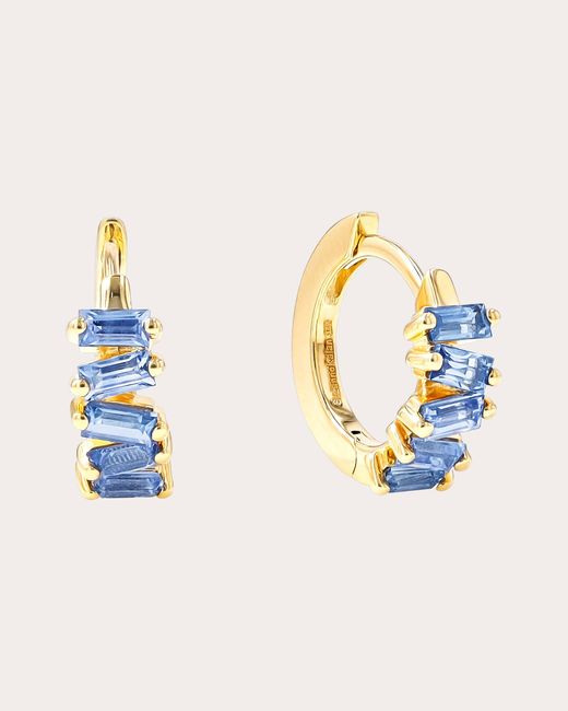 Suzanne Kalan Blue Bold Light Sapphire huggie Earrings 18k Gold