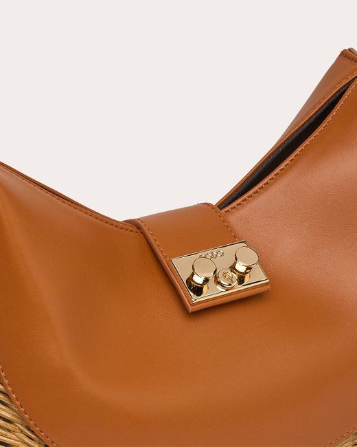 Rodo Brown Laurelle Willow Wicker Leather Hobo Bag