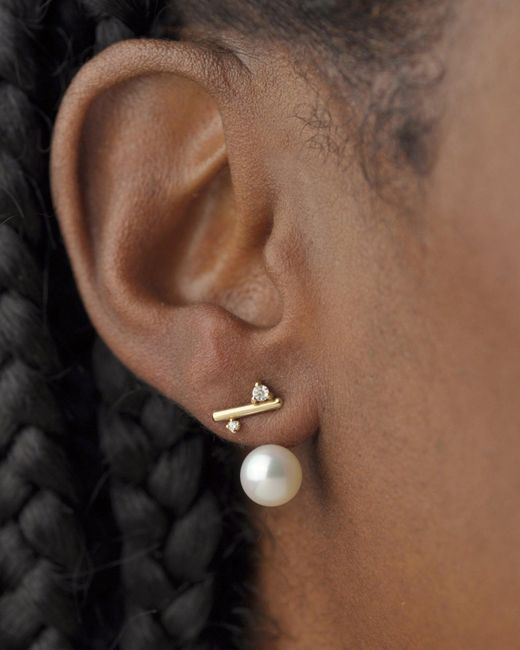 White/space Natural Space Andromeda Pearl Ear Jackets 14k Gold