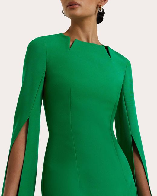 Safiyaa Green Talin Cape-sleeve Gown