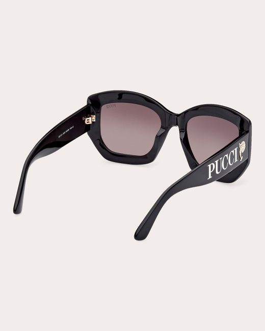 Emilio Pucci Brown Shiny Logo Geometric Sunglasses