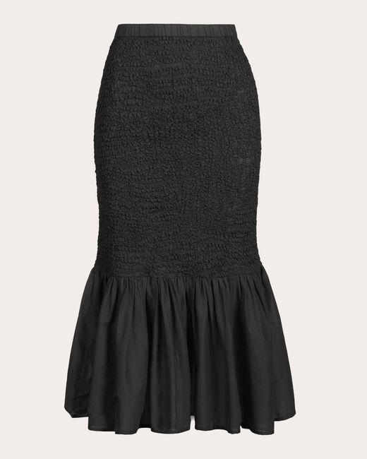 Merlette Blue Miyu Smocked Voile Ruffle-Hem Skirt