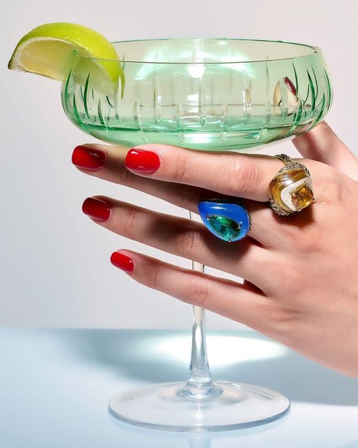Anabela Chan Blue Emerald & Spirulina Fruit Gem Elixir Ring