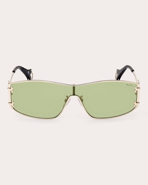 Emilio Pucci Green Pale Cutout Logo Shield Sunglasses