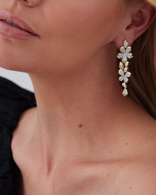 Sara Weinstock Metallic Lierre Diamond Detachable Flower Drop Earrings