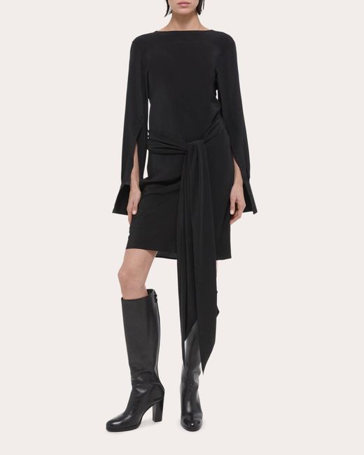 Helmut Lang Black Scarf Silk Dress