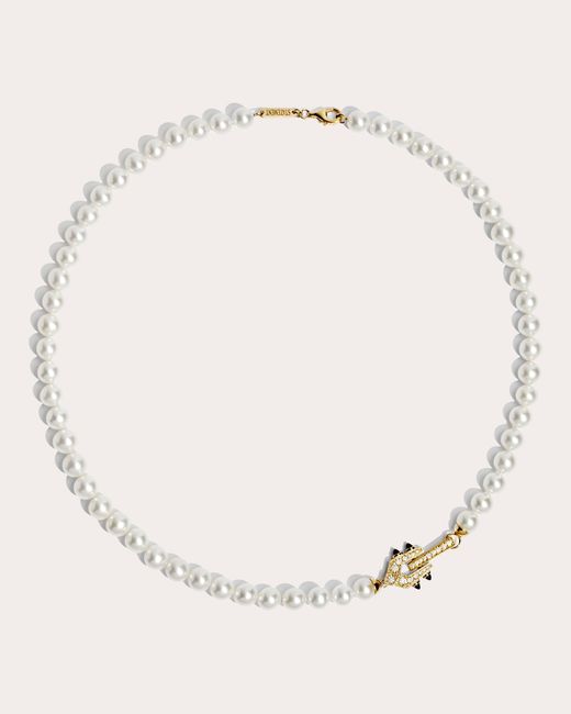 Statement Paris Spike 18K Pearl Agate And Diamond Necklace in Natural ...