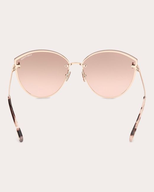 Tom Ford Pink Rose Tone Evangeline Cat-eye Sunglasses