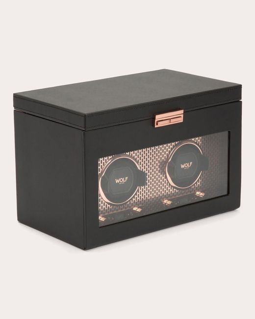 Wolf Black Axis Double Watch Winder Storage Case