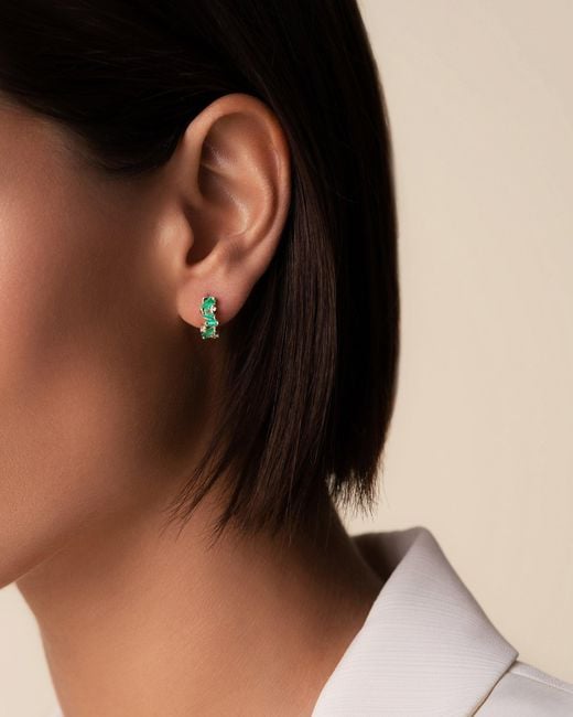 Suzanne Kalan Blue Frenzy Emerald huggie Earrings