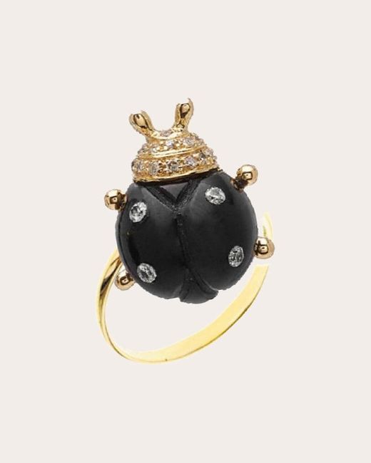 Casa Castro Black Bug Onyx & Diamond Ladybug Ring