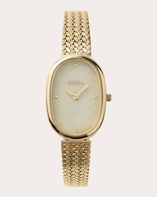 Breda Metallic Mother Of Pearl & 18k -plated Jane Tethered Mesh Bracelet Watch