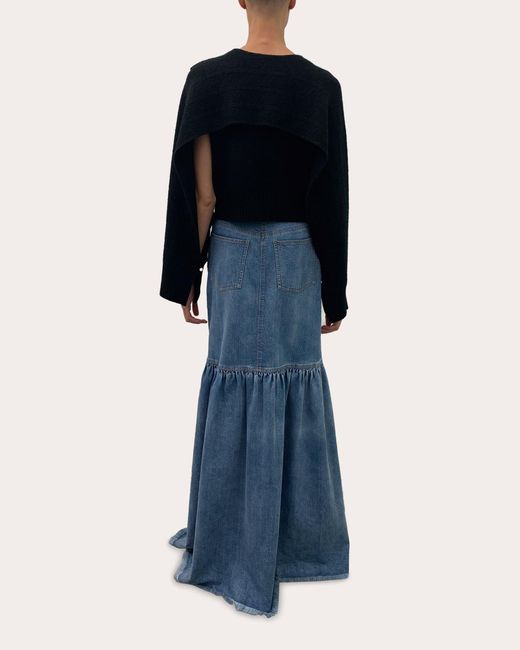 Hellessy Blue Sekiko Grosgrain Denim Maxi Skirt
