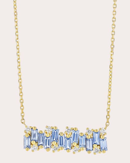 Suzanne Kalan Blue Shimmer Light Sapphire Pendant Necklace 18k Gold