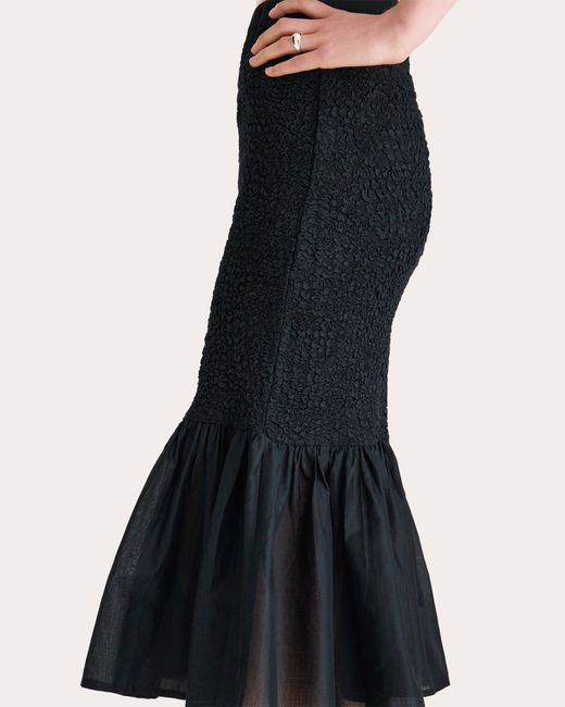 Merlette Blue Miyu Smocked Voile Ruffle-Hem Skirt