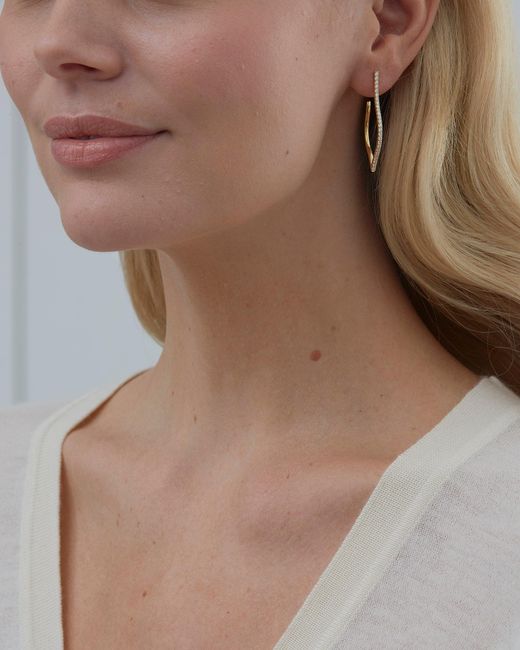 Sara Weinstock Metallic Veena Diamond Elongated Hoop Earrings